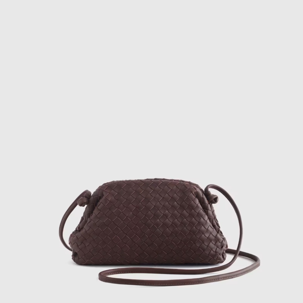 Quince Italian Leather Handwoven Pouch Crossbody Clutch